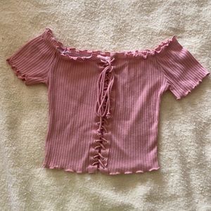 A'GACI pink off-the-shoulder crop top (size M)